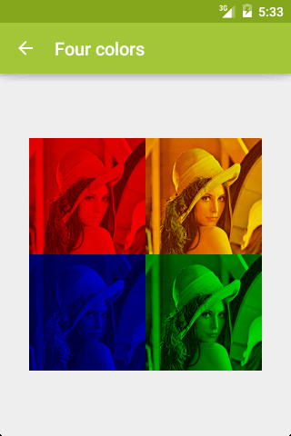 Four colored quarters