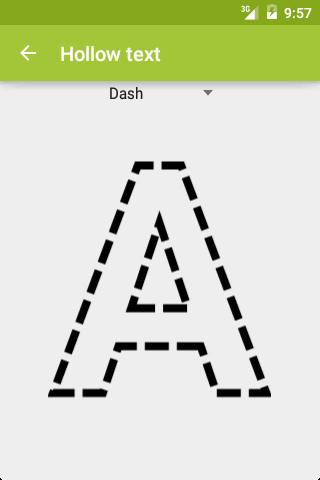 Hollow text with dashes