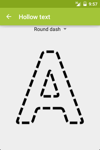Hollow text with round dashes