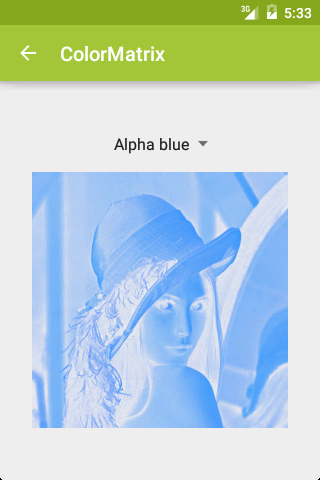 ColorMatrix: Alpha blue